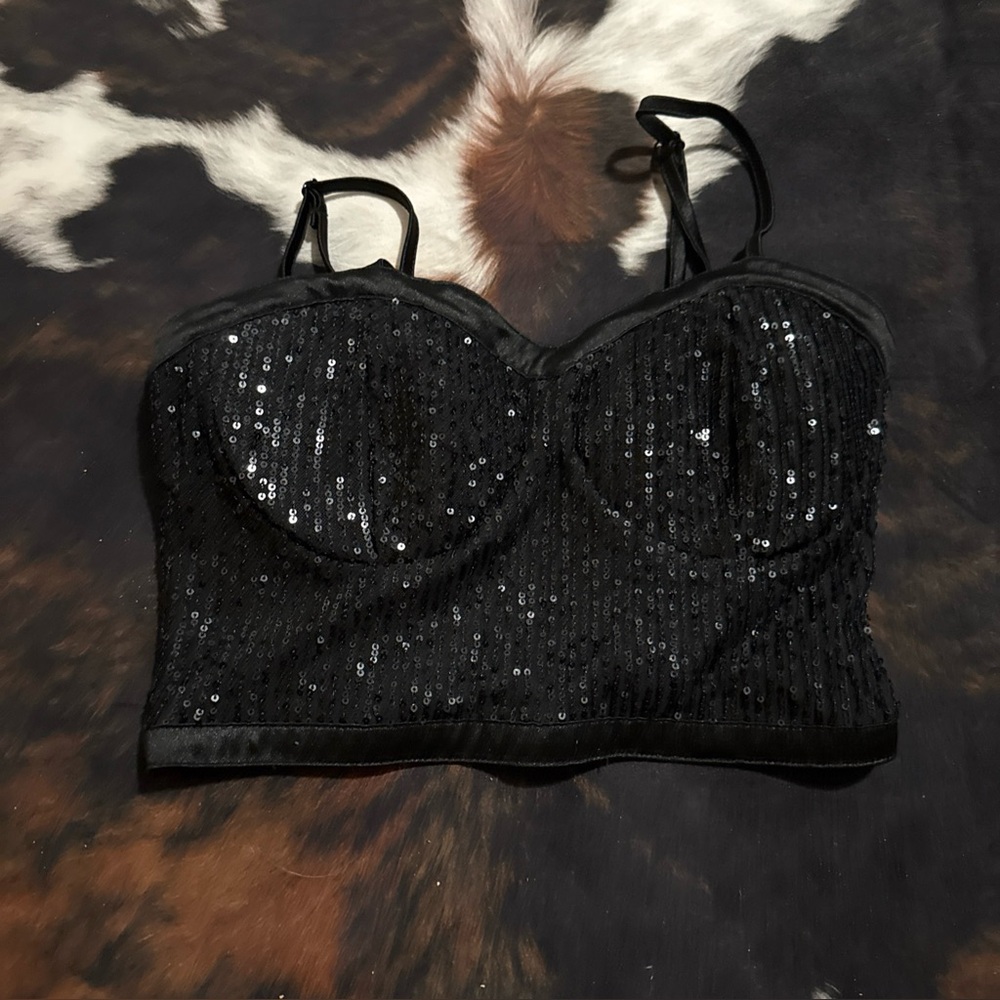 Black Sequin Women's Top
